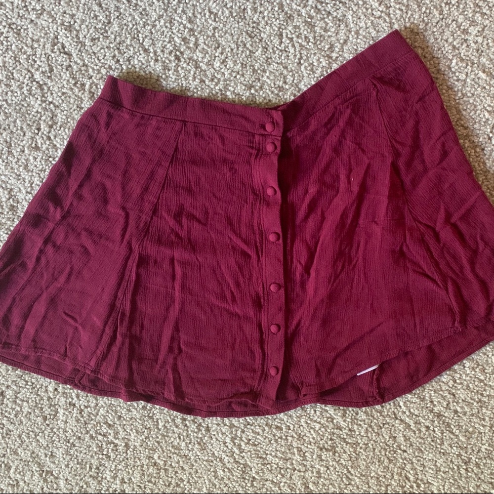 Maroon button Skirt